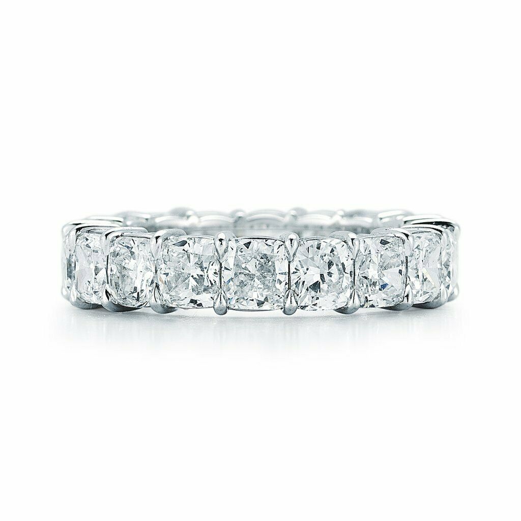 True Platinum Cushion Cut Diamond Eternity Band 6.96 cttw