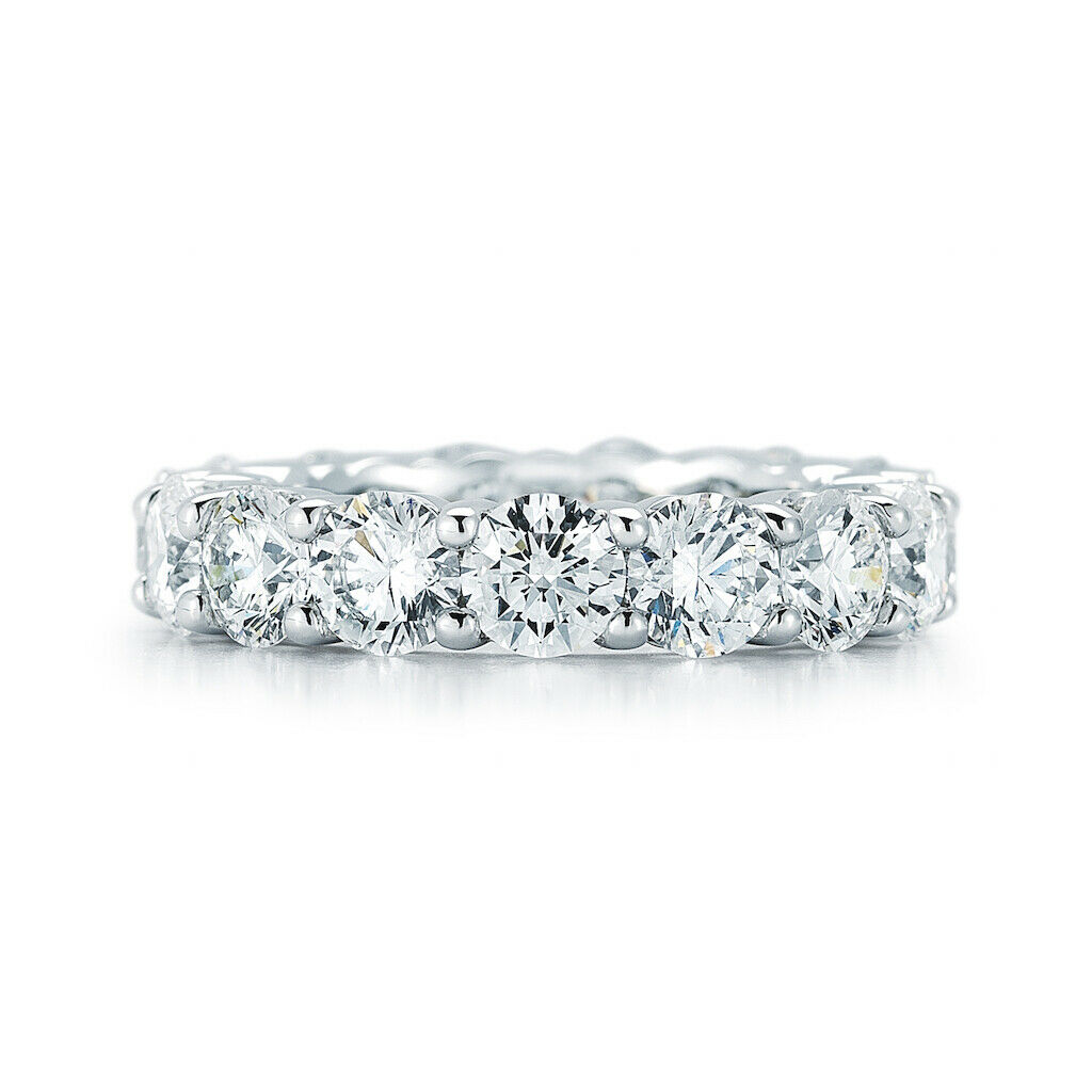 True Platinum Round Cut Diamond Eternity Band 7.00 cttw