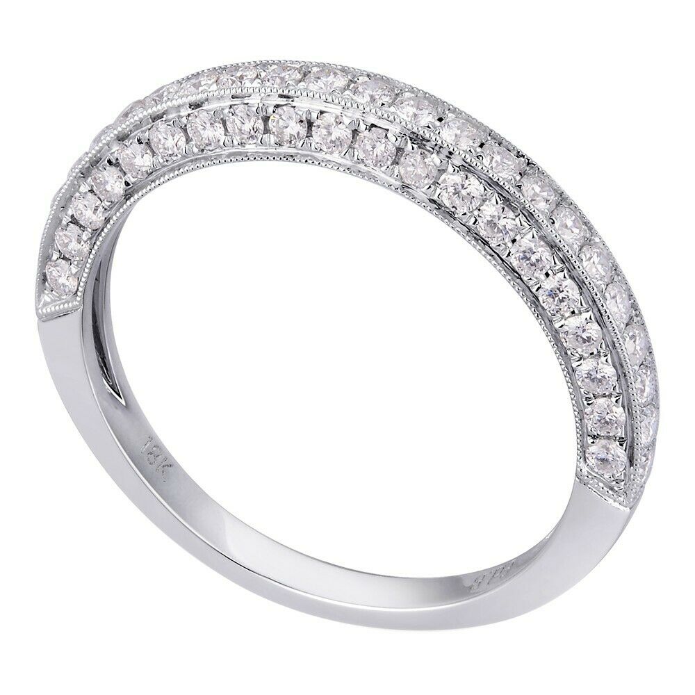 True 18K White Gold 0.88cts Genuine Diamond Pave Ladies Ring Size 6.5