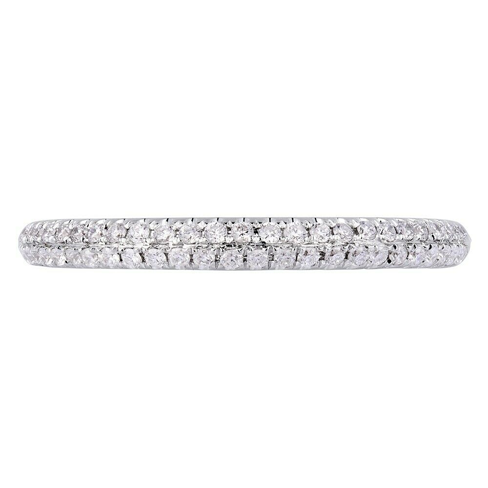 True 18K White Gold 0.40cts Genuine Diamond Pave Ladies Ring Size 6.5