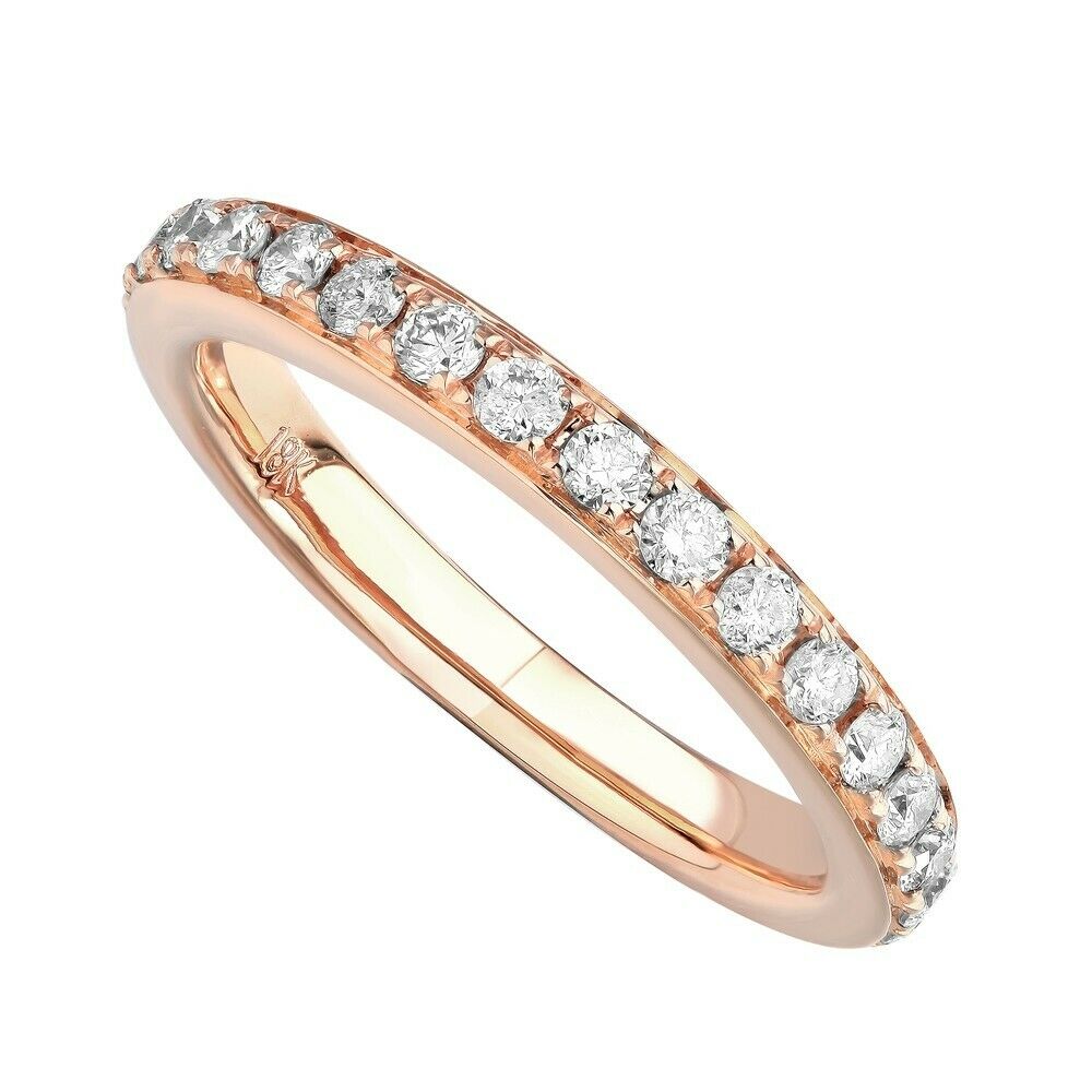 True 18K Rose Gold 0.65cts Genuine Diamond Pave Ladies Ring Size 6.5