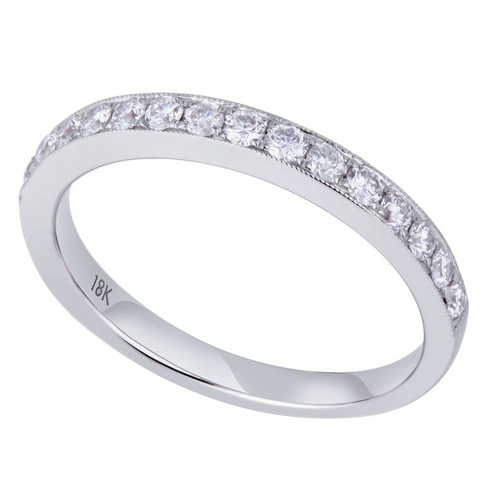 True 18K White Gold 0.44cts Genuine Diamond Pave Ladies Ring Size 6.5
