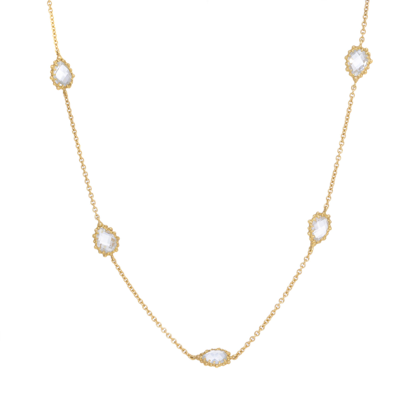 True 14k Yellow Gold 7 Quartz Ladies Necklace
