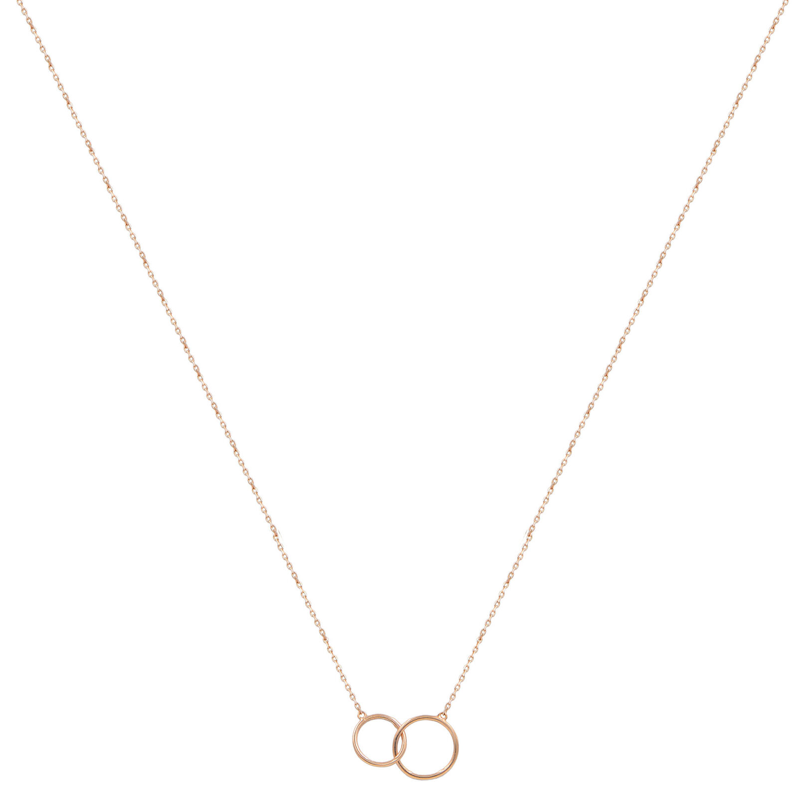 True Rose Gold Double Ring Circle Pendant Necklace With Chain