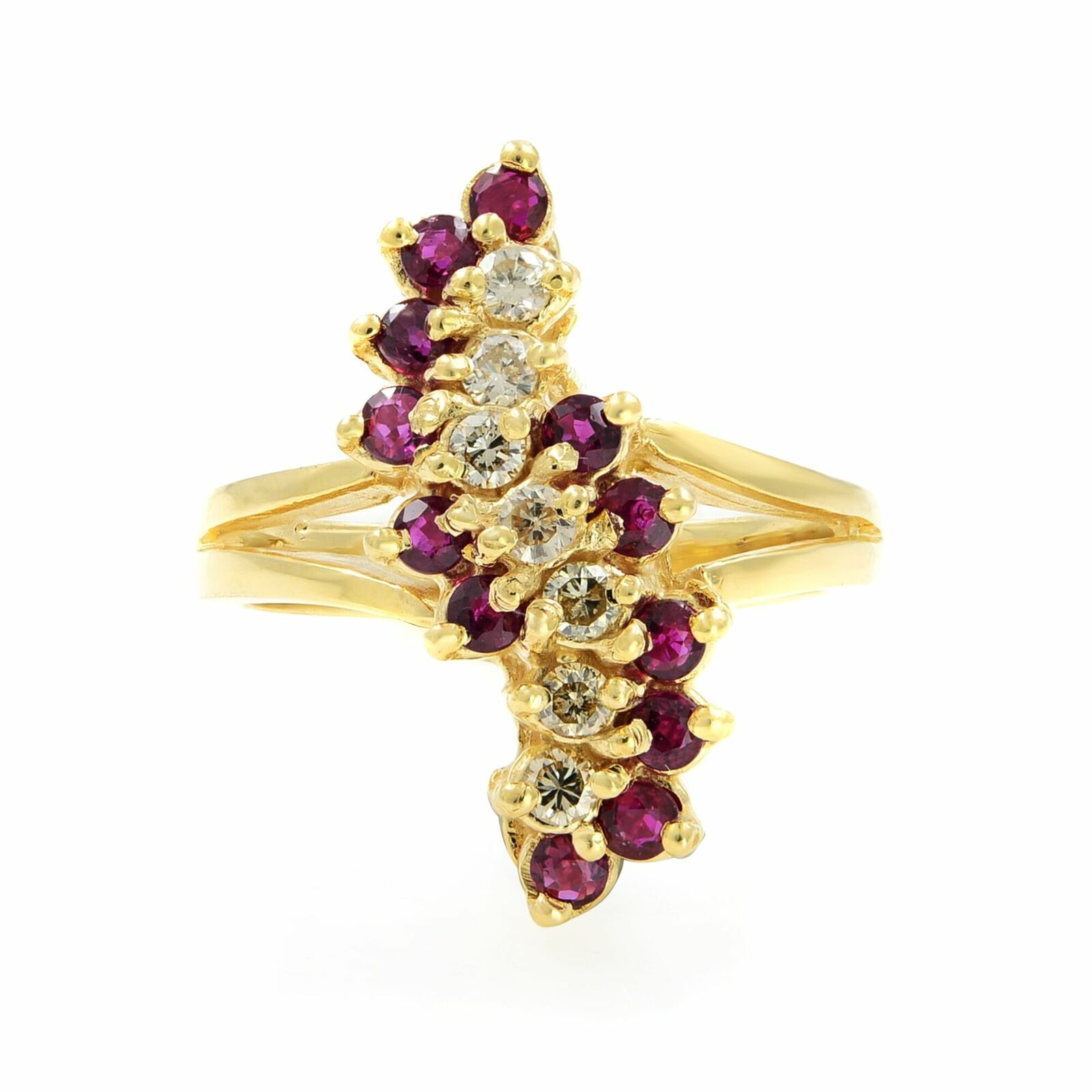 True 14K Yellow Gold Ruby 0.80cttw Diamond Ring Size 6