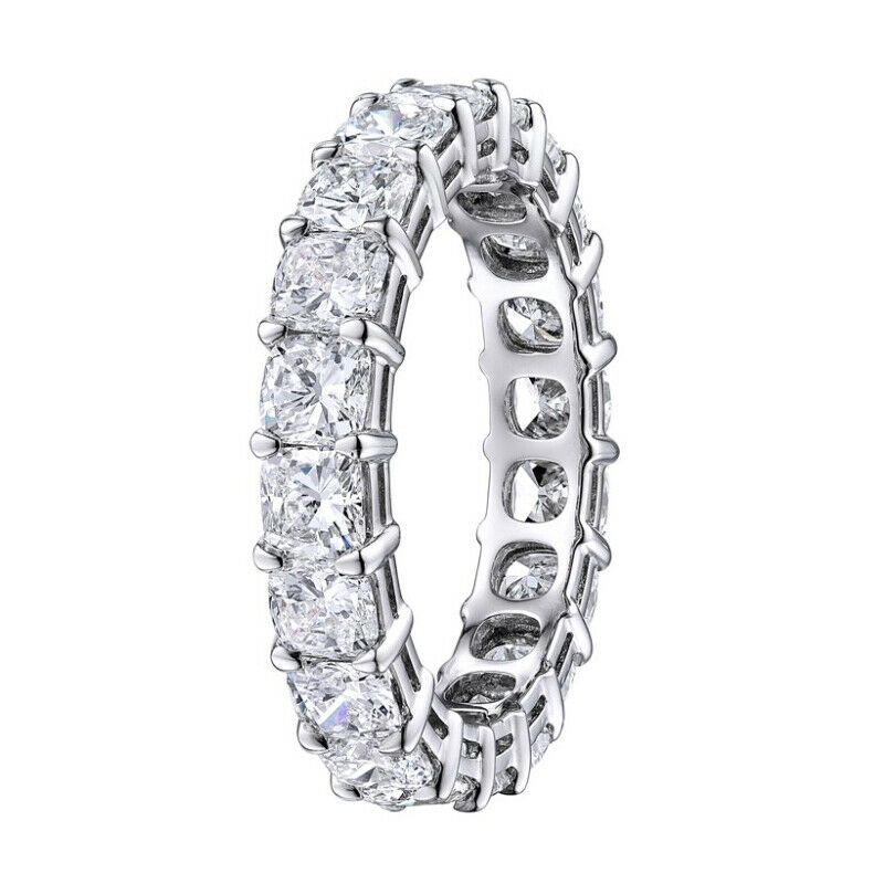 True Platinum Cushion Cut Diamond Eternity Band 5.42cts