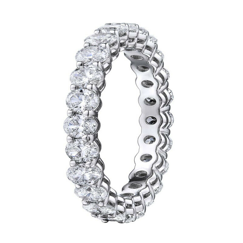 True Platinum Oval Cut Diamond Eternity Band 2.50cts