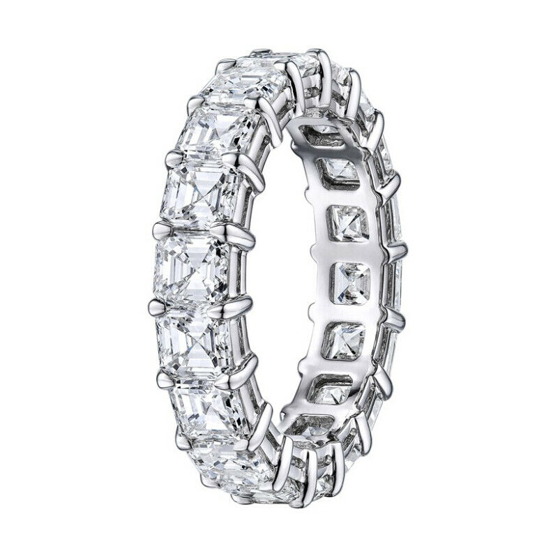 True Platinum Asscher Cut Diamond Eternity Band 6.23cts