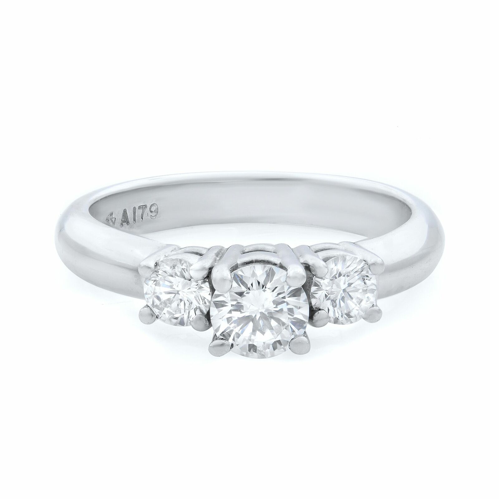 True 14K Platinum Three Stone Diamond Engagement Ring 0.75ct SZ 7.25