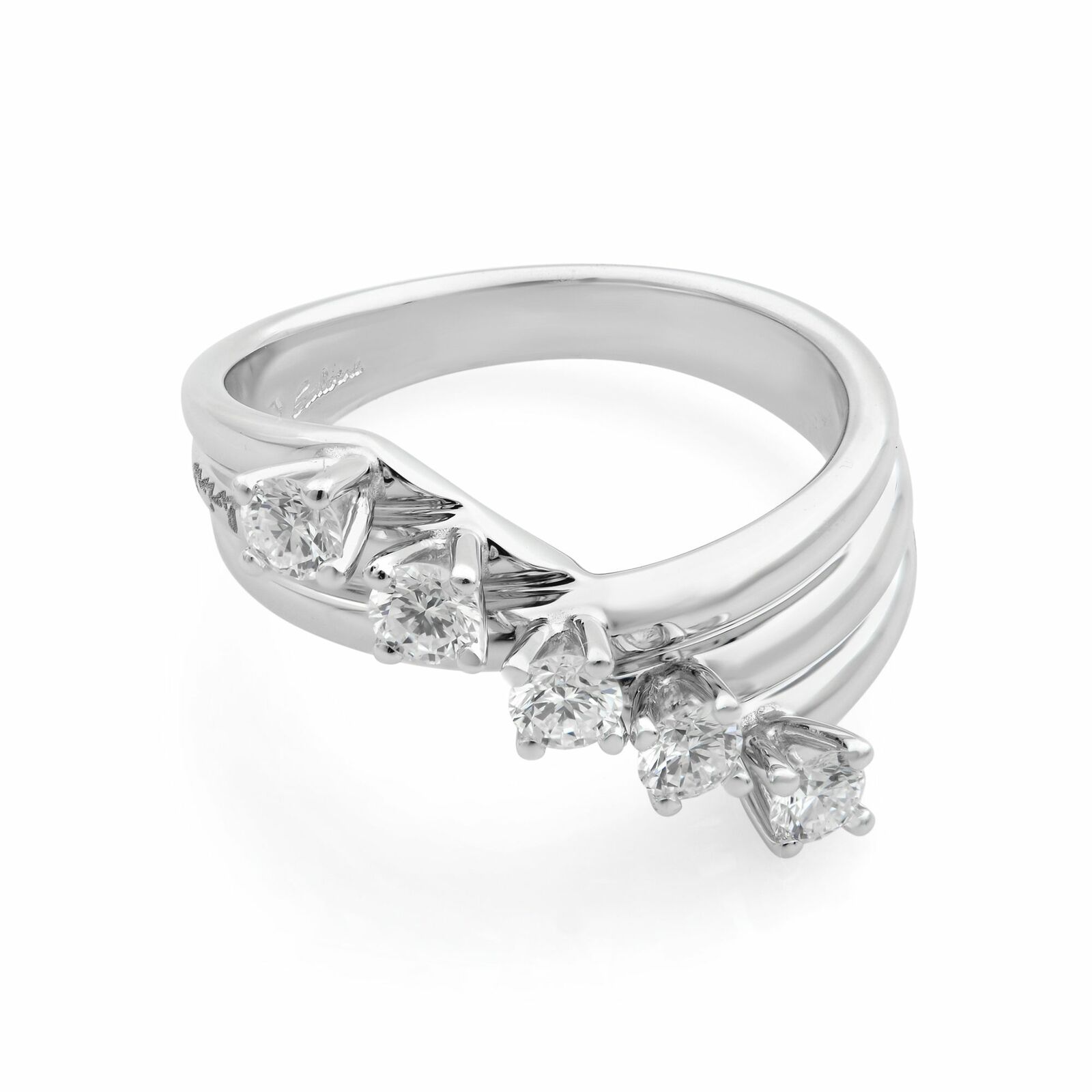 True 18K White Gold Diamond Fashion Ring 0.60cts Size 7