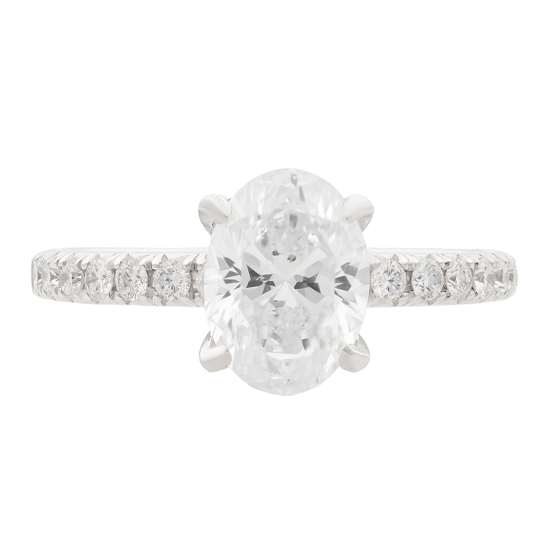 True 18K White Gold Oval Diamond Engagement Ring 1.50Ct Size 6.75