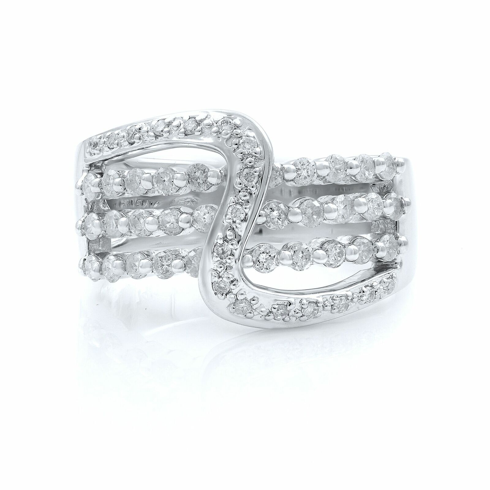 True 14K White Gold Diamond Ladies Ring 0.75ct Size 7.5