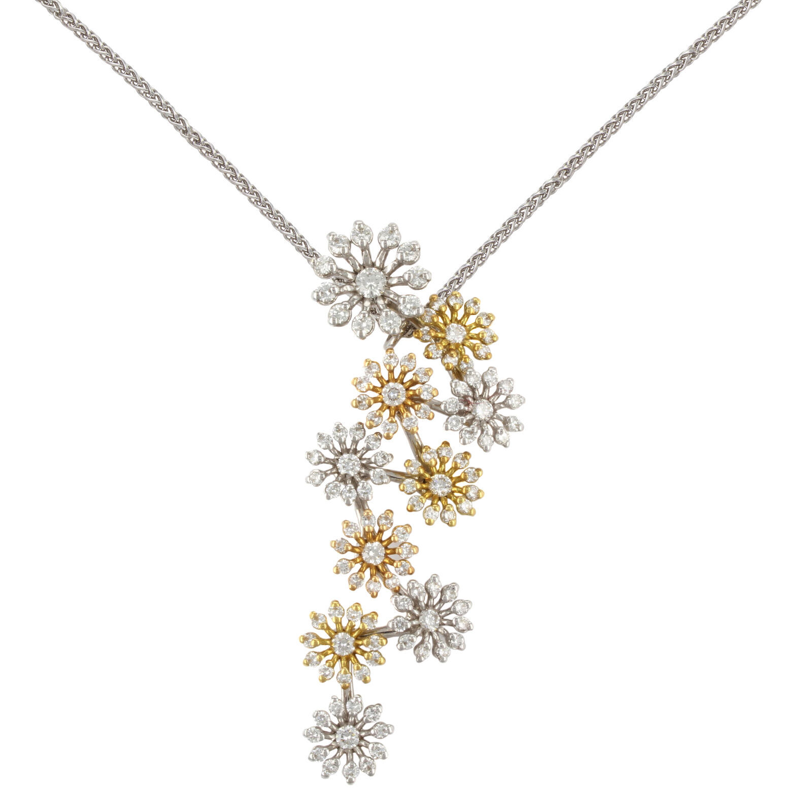 True White  Yellow Gold  1.19 Cttw Diamonds Pendant Ladies Necklace