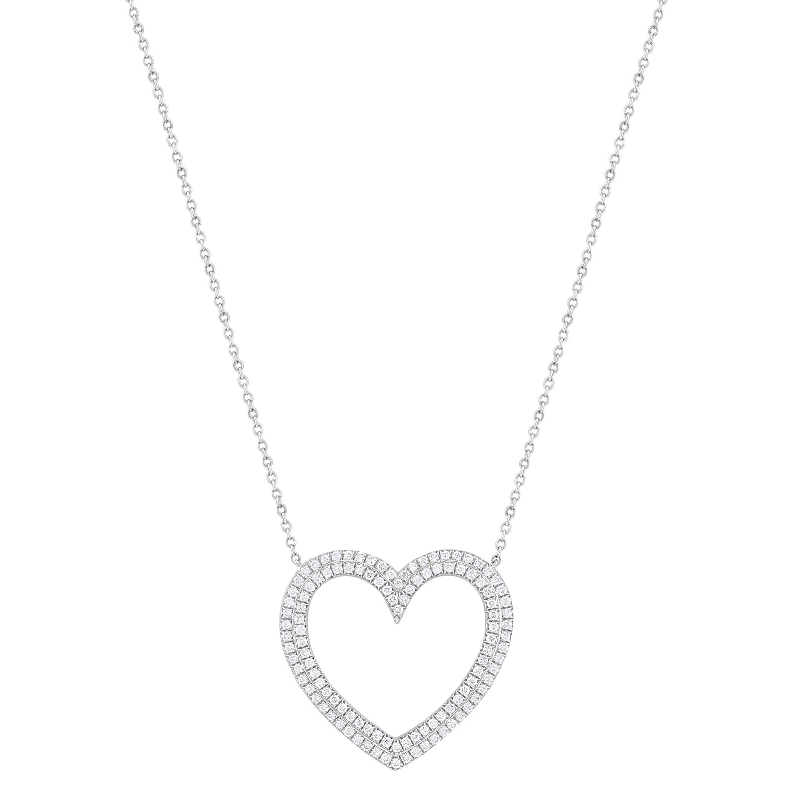 True Platinum Diamond Heart Necklace 0.57 Cttw