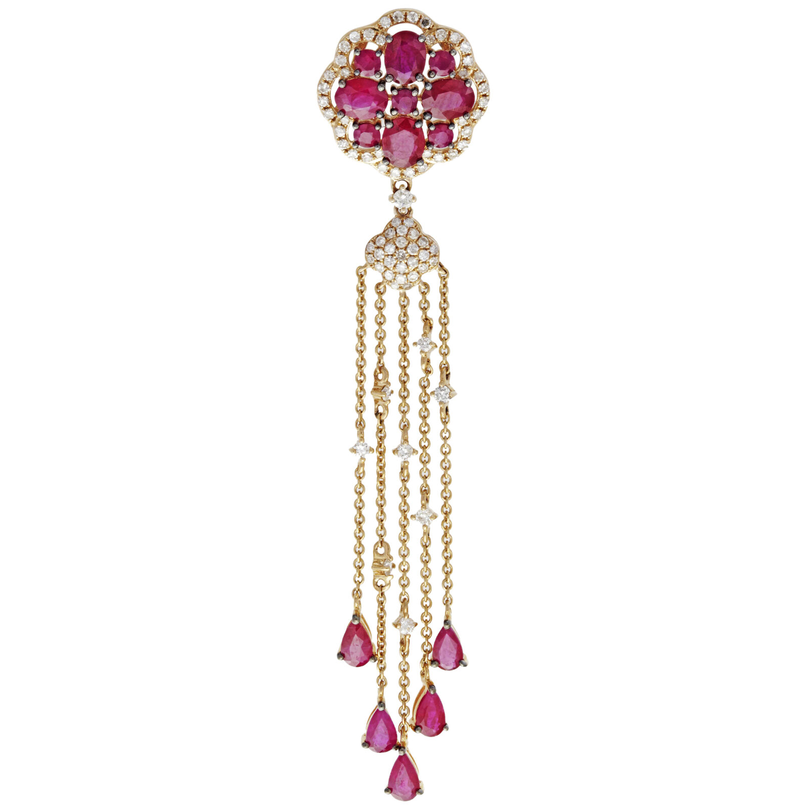 True Diamond Ruby Drop Necklace Pendant 14K Rose Gold