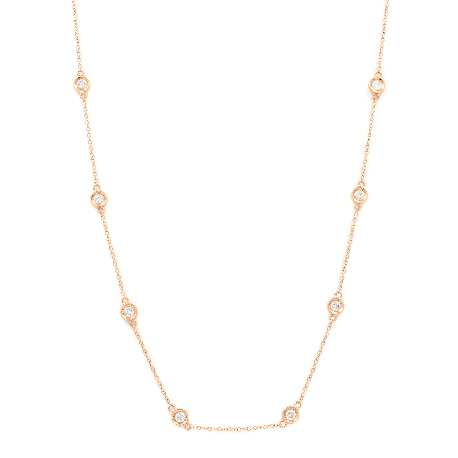 True 14K Rose Gold Diamonds by the Yard 0.77cttw 18 Inch Necklace