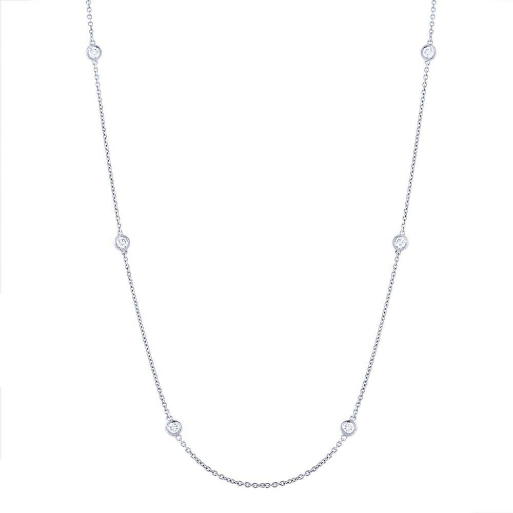 True 14K White Gold Diamonds 0.77cttw by the Yard 18 Inch Necklace