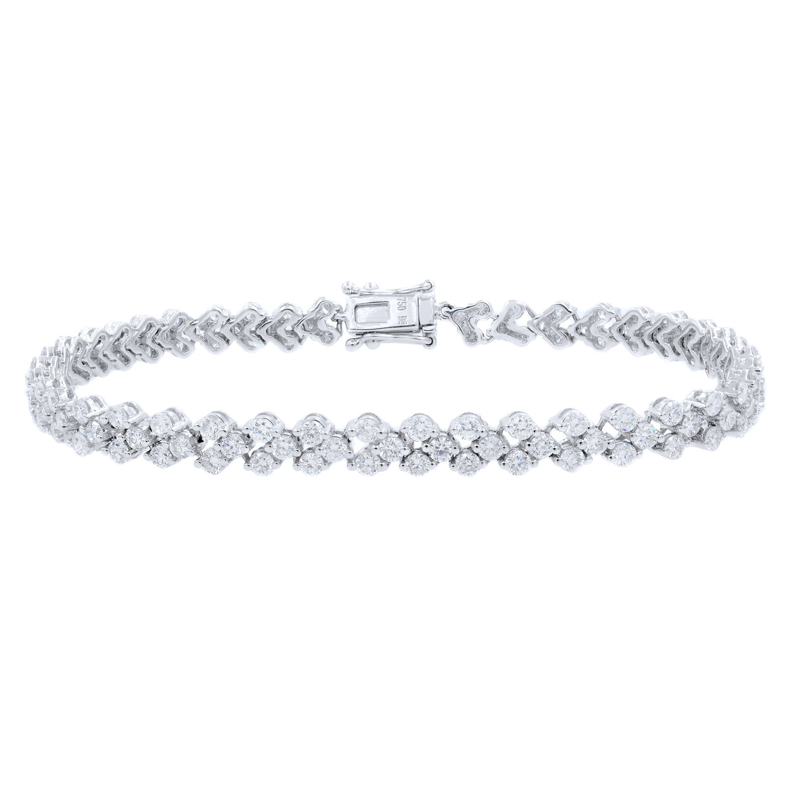 True Diamond Tennis Triangle Motif Round Cut Bracelet 3.42cts