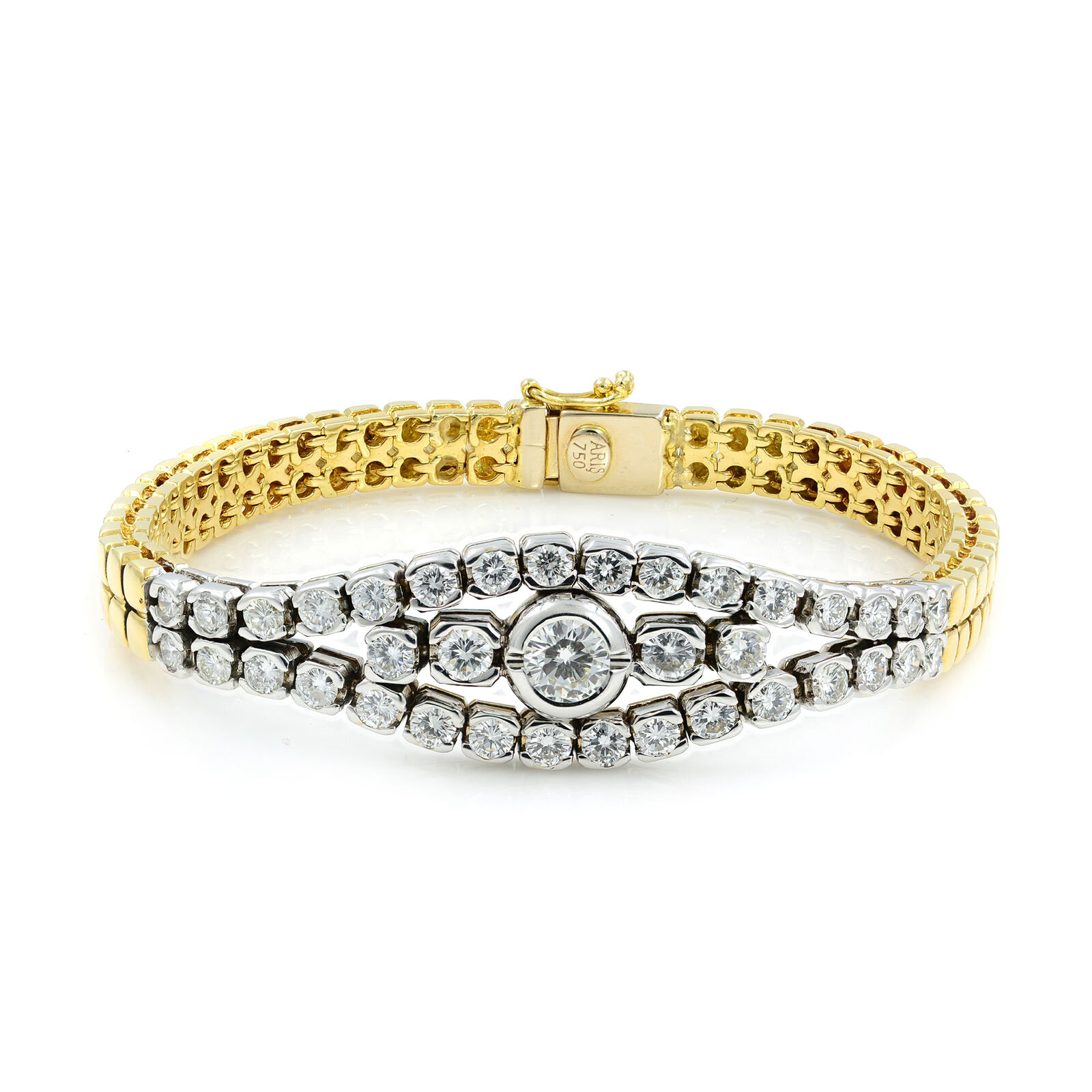 True 18K Gold Diamond Smooth Bracelet 2.75cttw
