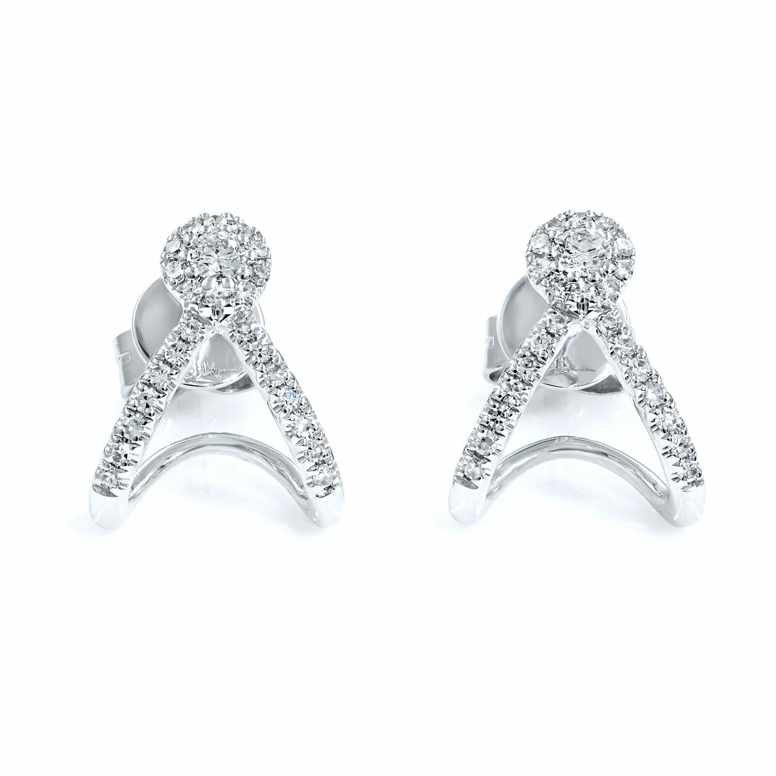 True 14K White Gold Pave Diamond 0.20cttw Earrings