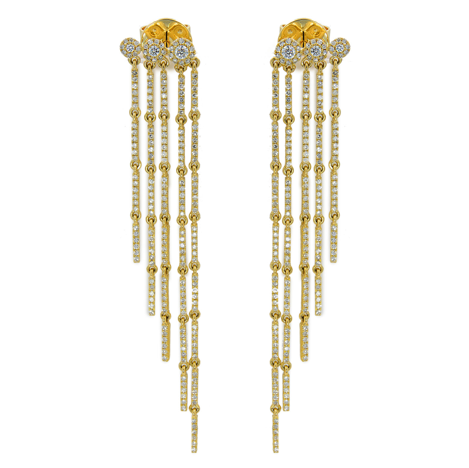 True 14K Yellow Gold Diamond 1.18cttw Fringe Drop Earrings