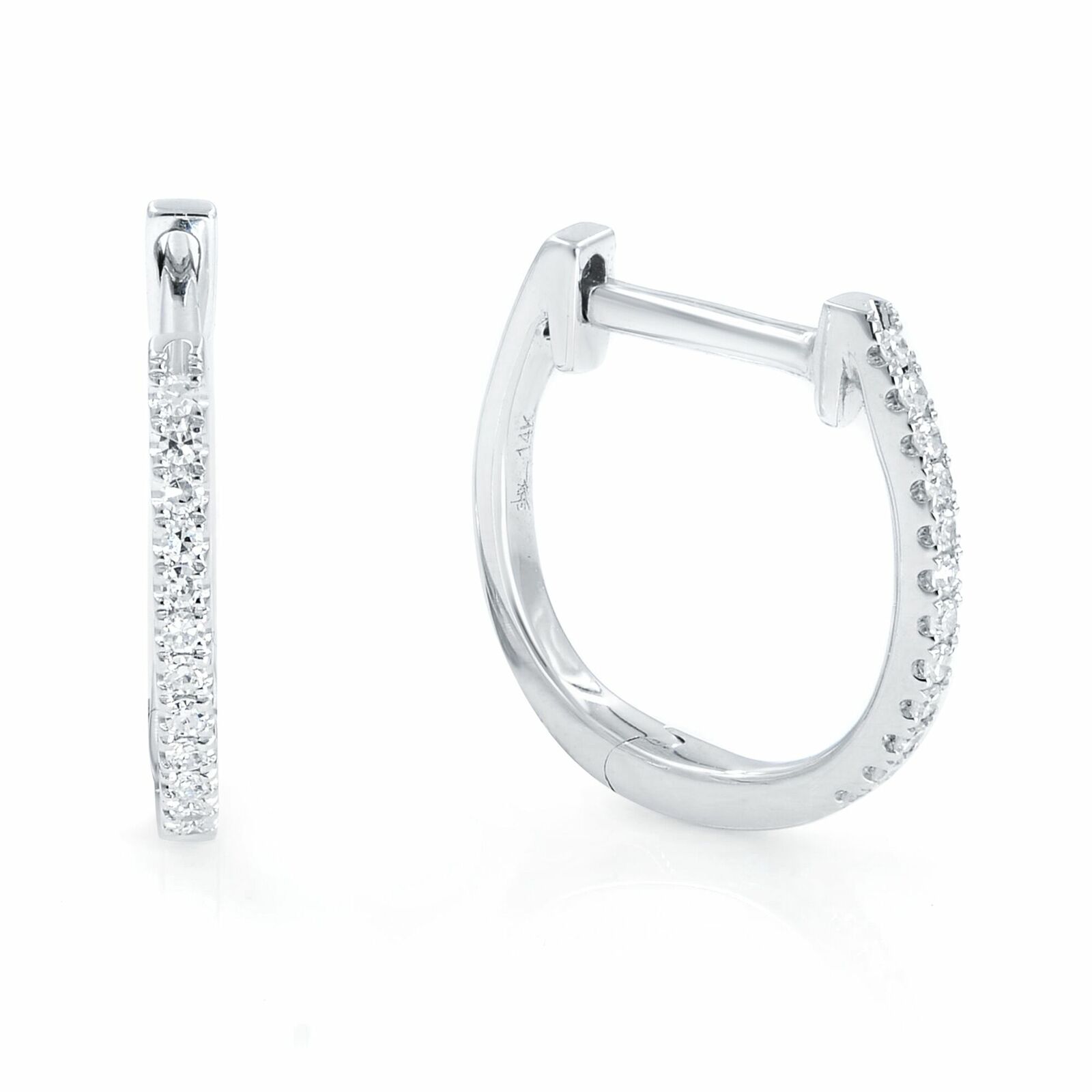 True 14K White Gold Diamond 0.08cttw Huggie Earring 0.08cts