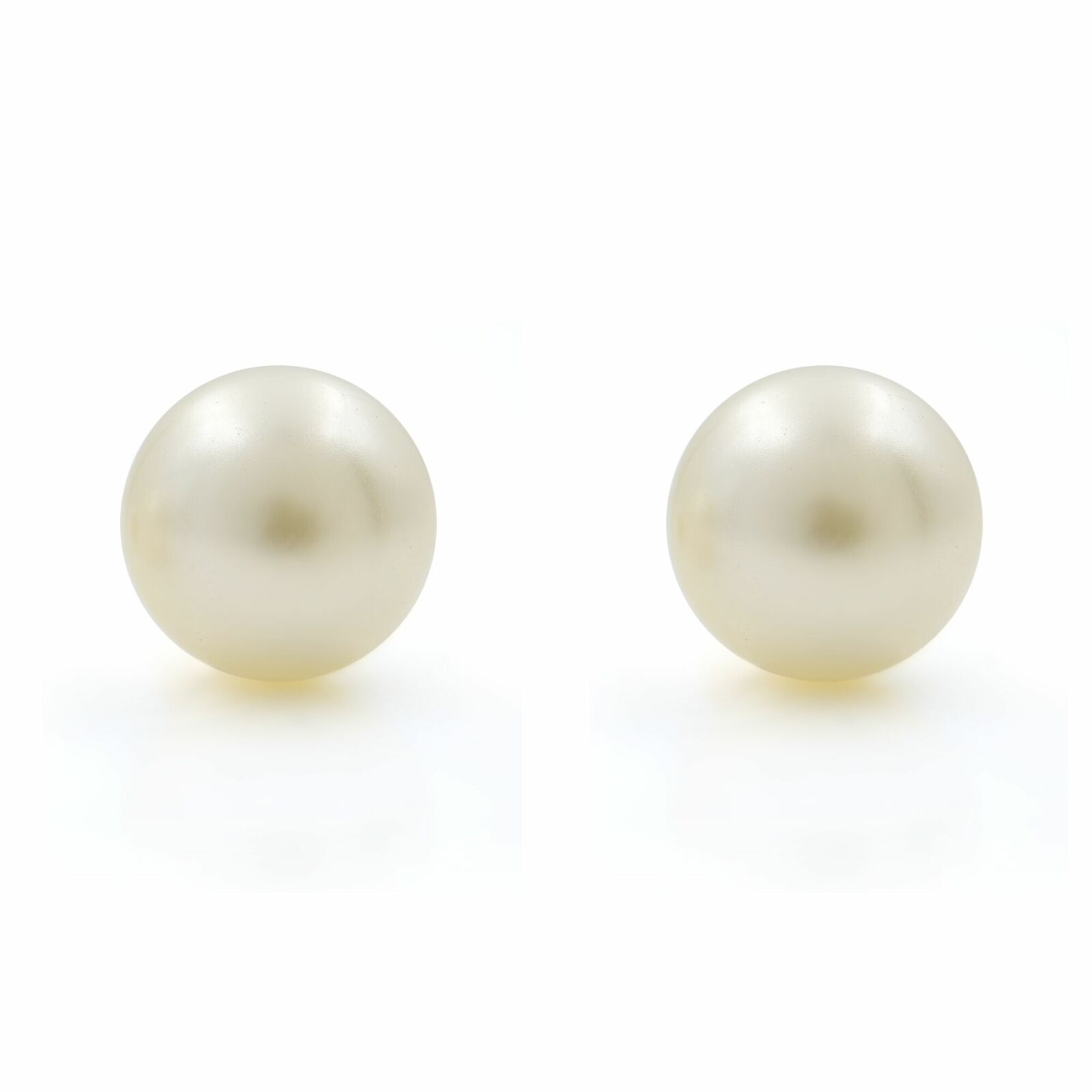 True 14K Yellow Gold Natural Pearl Stud Earrings 6.5mm