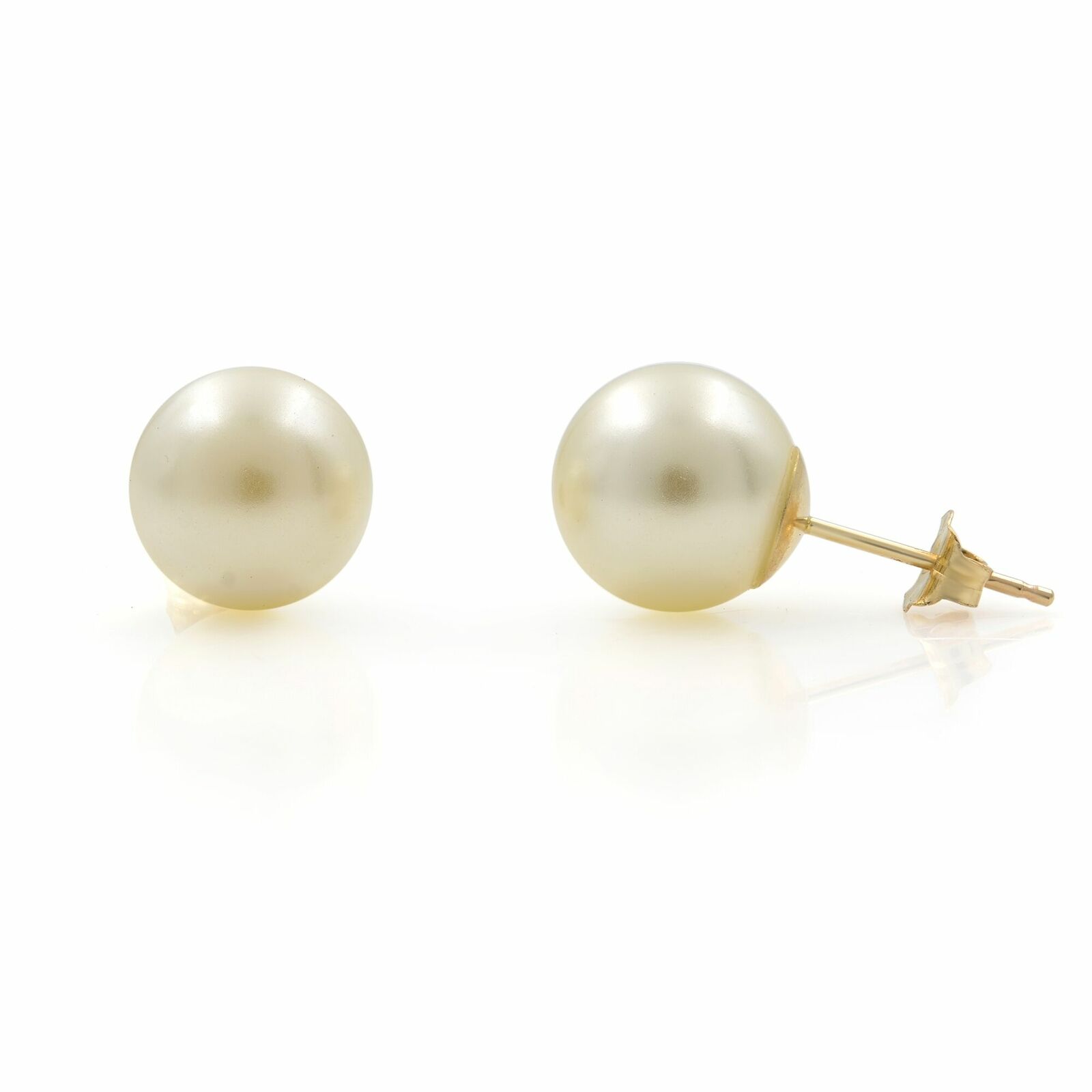 True 14K Yellow Gold Natural Pearl Stud Earrings 8.5mm