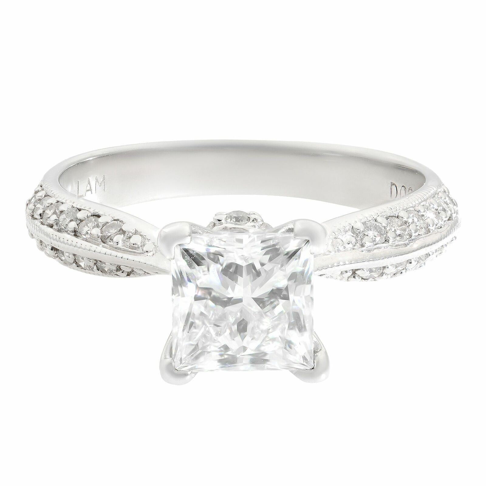 True 14K White Gold Diamond Princess Cut Bridal Ring Set 1.33ct SZ 6