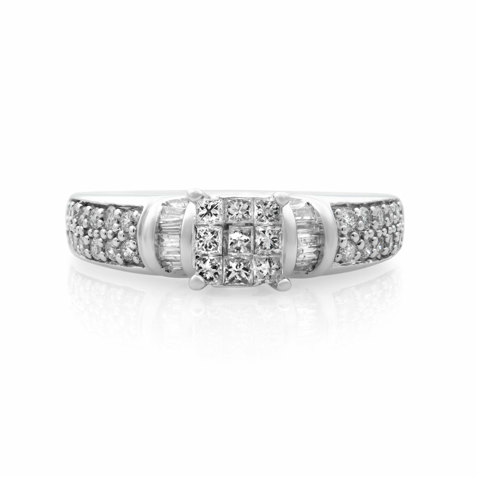 True 14K White Gold Diamond Engagement Ring 0.55cts Size 6
