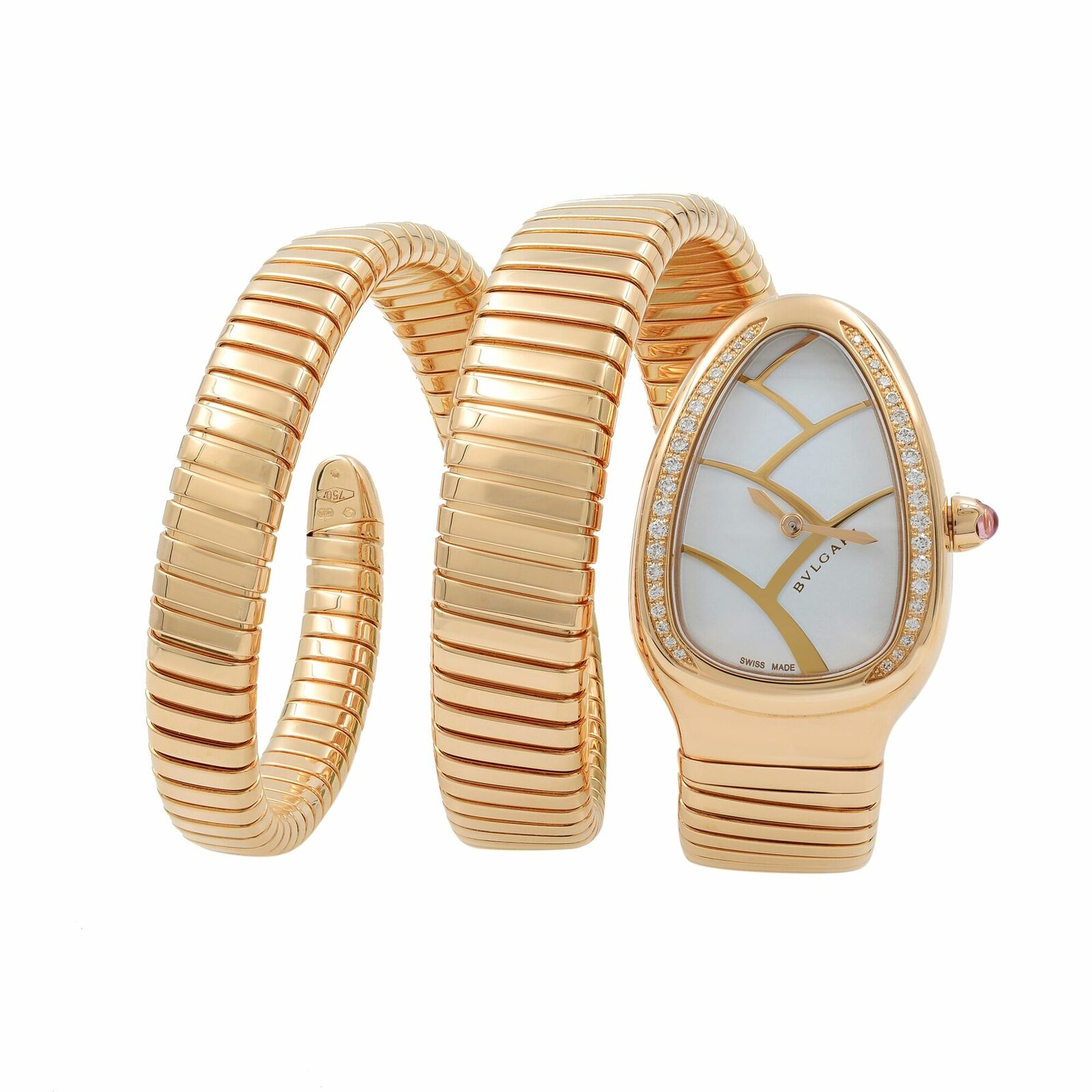 Bulgari 18K Rose Gold Serpenti Diamond Triple Wrap Ladies Watch  SPP35G