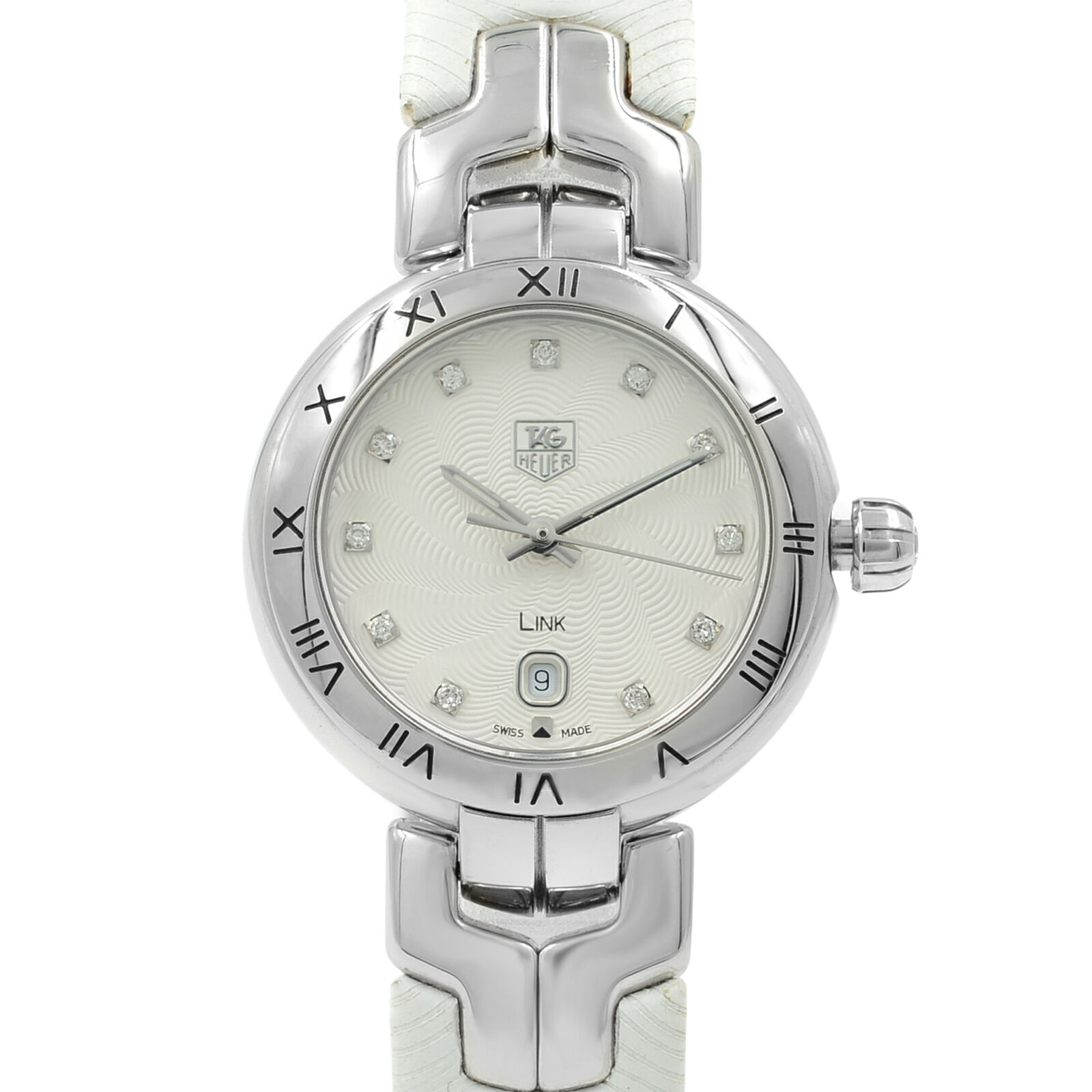TAG Heuer Link Silver Dial Date Steel Leather Quartz Ladies Watch