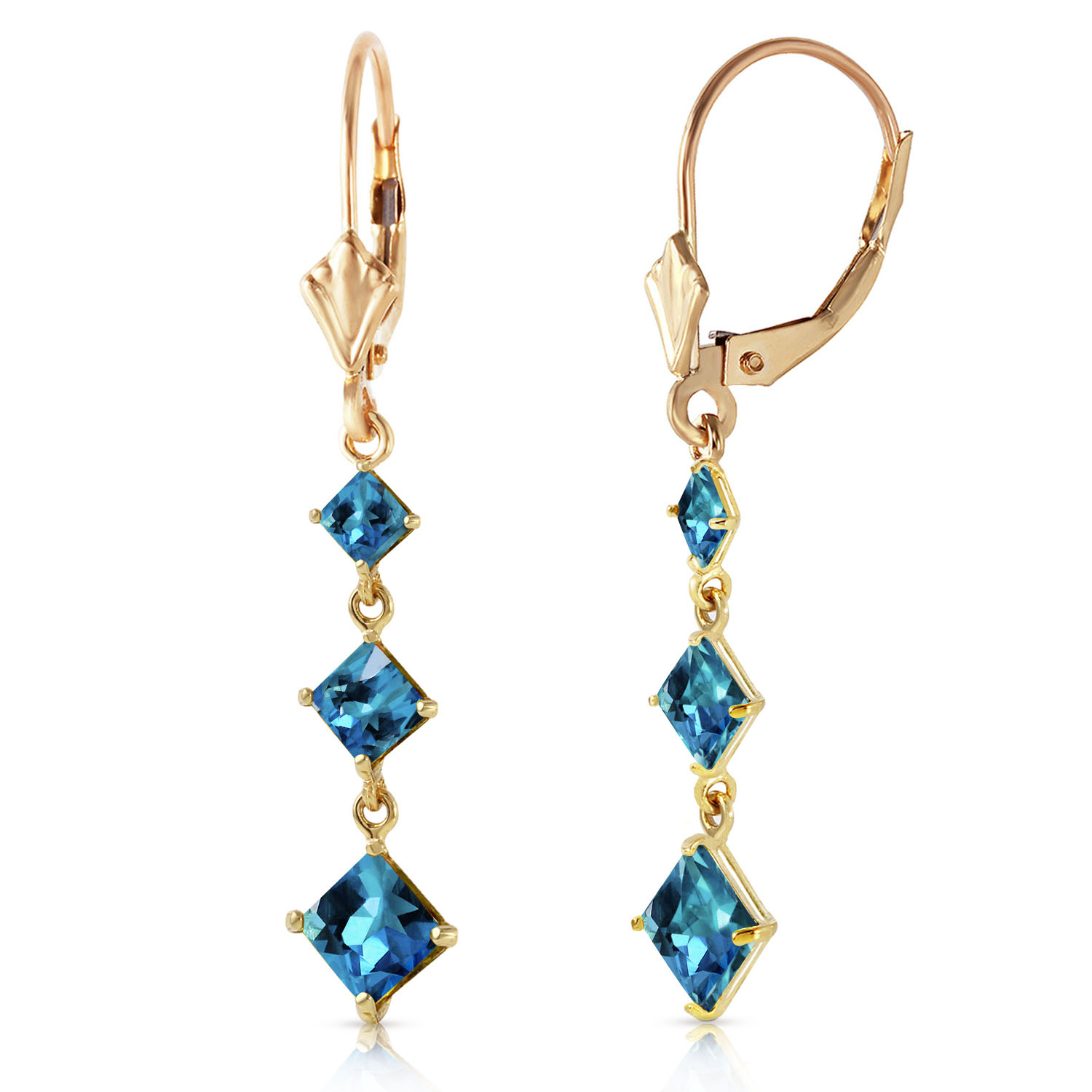 4.79 CTW 14K Solid Gold Giving Blue Topaz Earrings