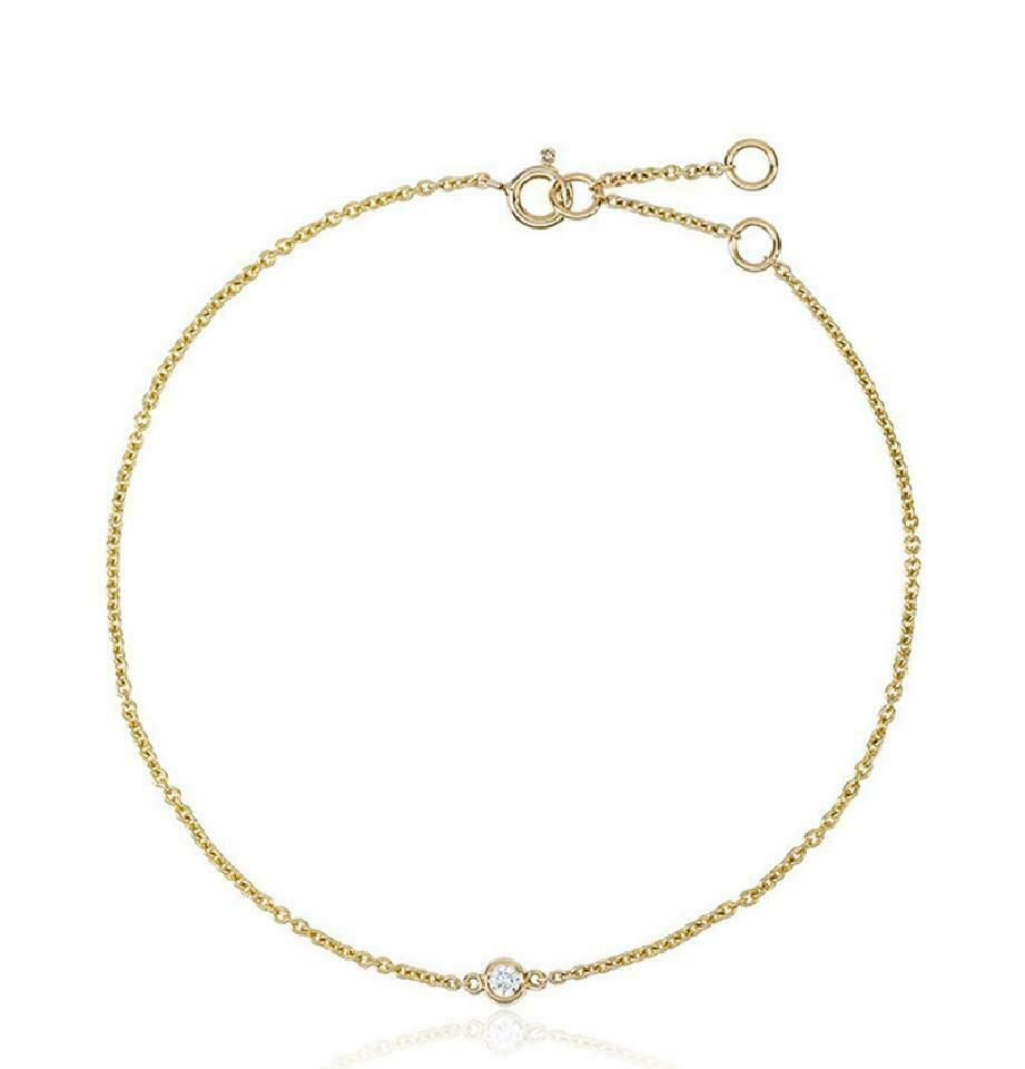 True Delicate Single Diamond Yellow Gold Bracelet 0.10 cttw