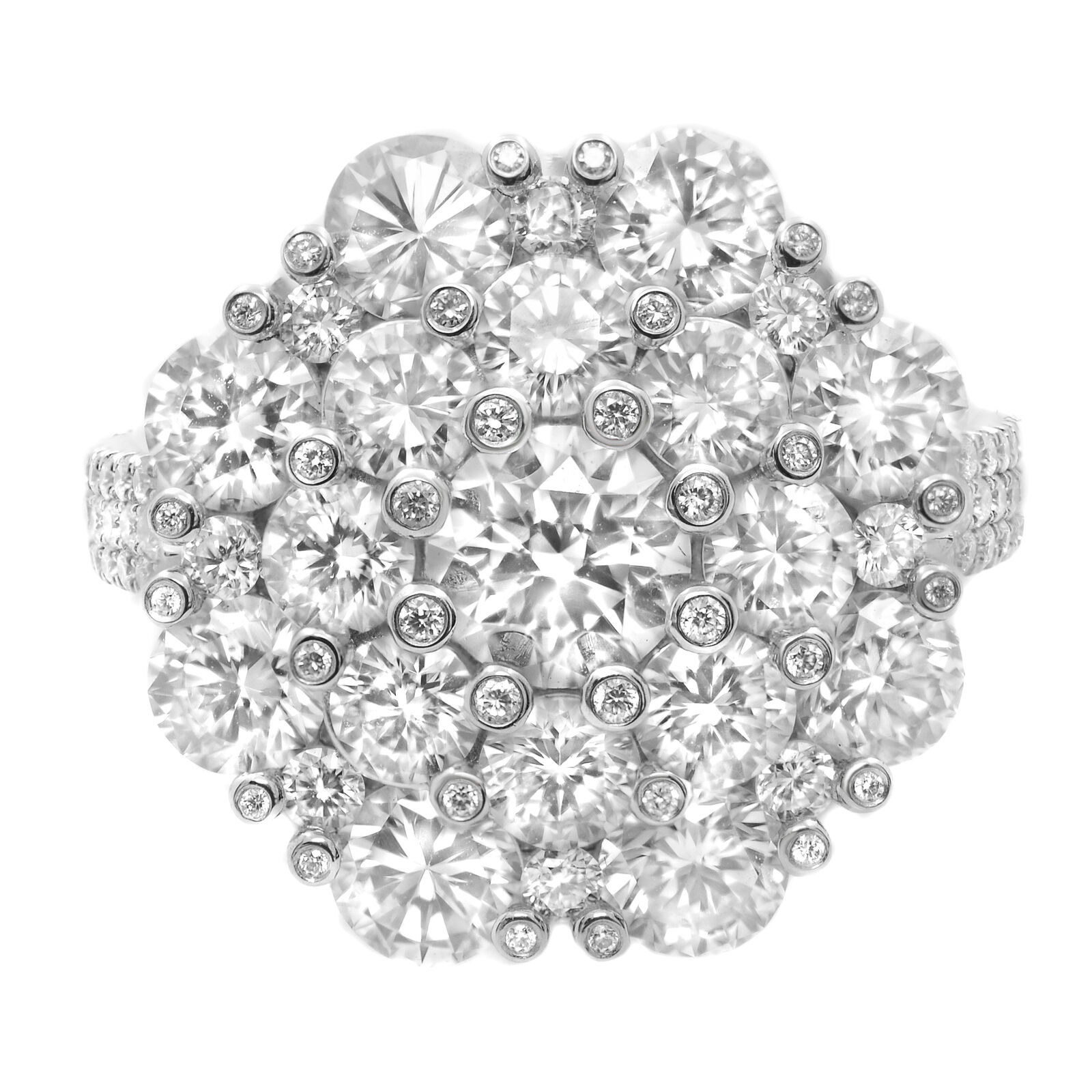 True Platinum Cluster Diamond Cocktail Ring 6.20Cttw Size 6