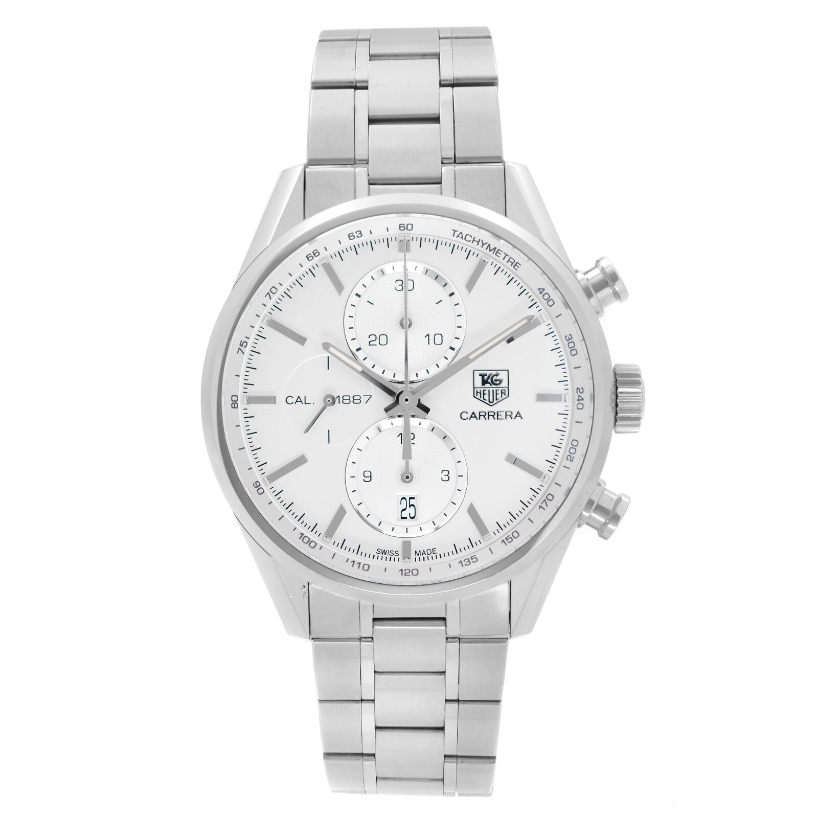 Tag Heuer Carrera Chrono Steel Silver Dial Automatic Men Watch CAR2111.BA0720