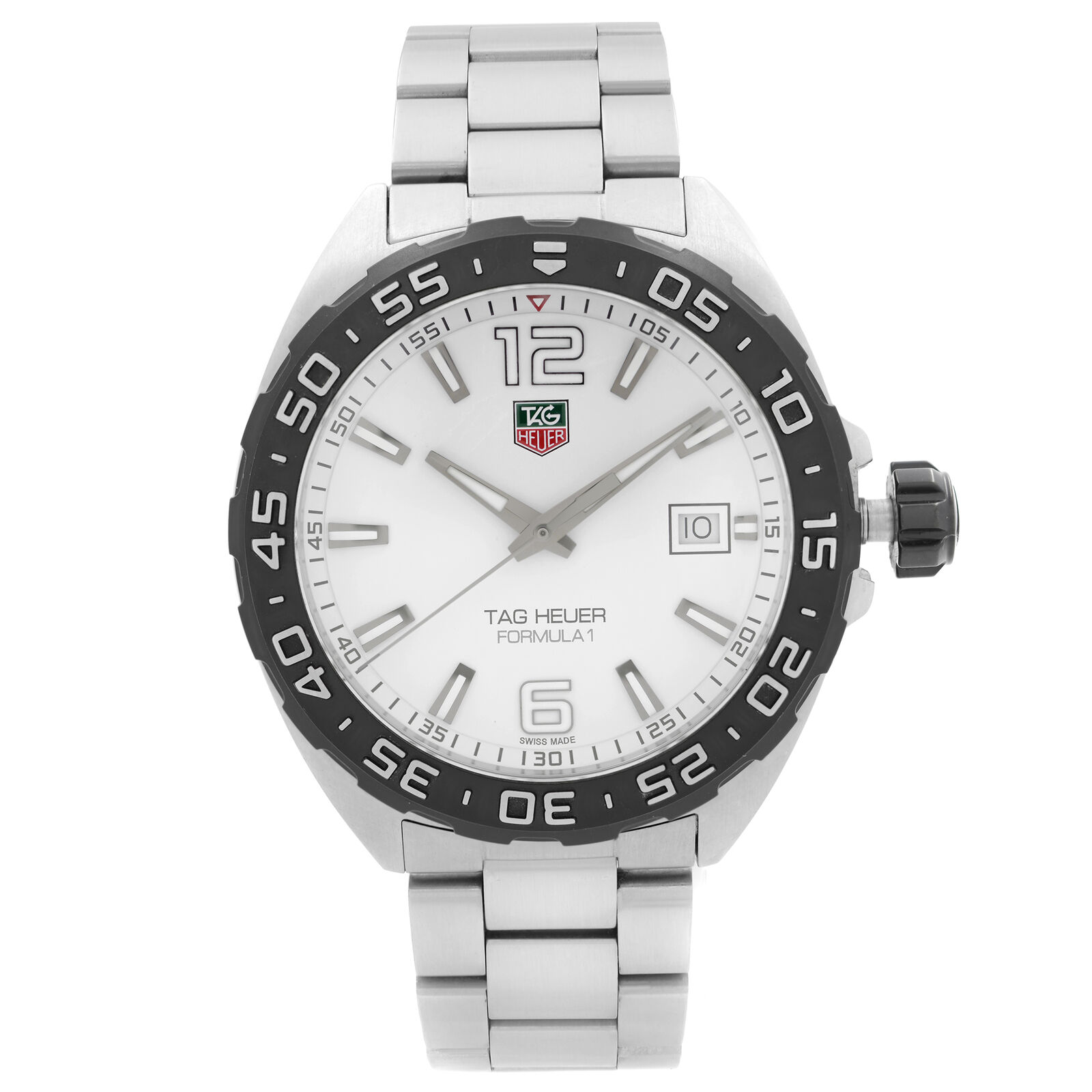 Tag Heuer Formula 1 Stainless Steel White Dial Quartz Mens Watch WAZ1111.BA0875