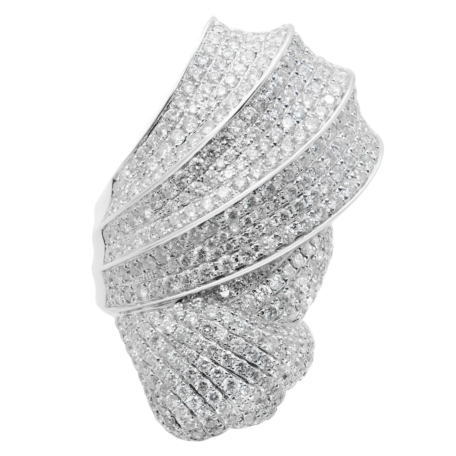 True 18K White Gold Diamond Cocktail Ring 4.50Cttw Size 7