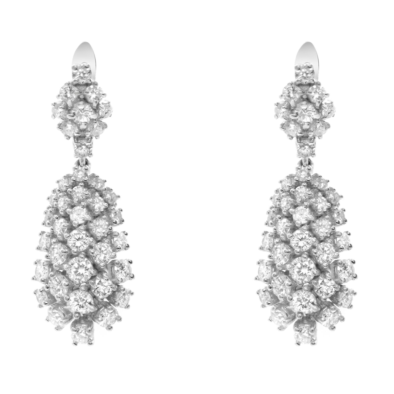 True 14K White Gold Diamond Drop Earrings 4.32Cttw