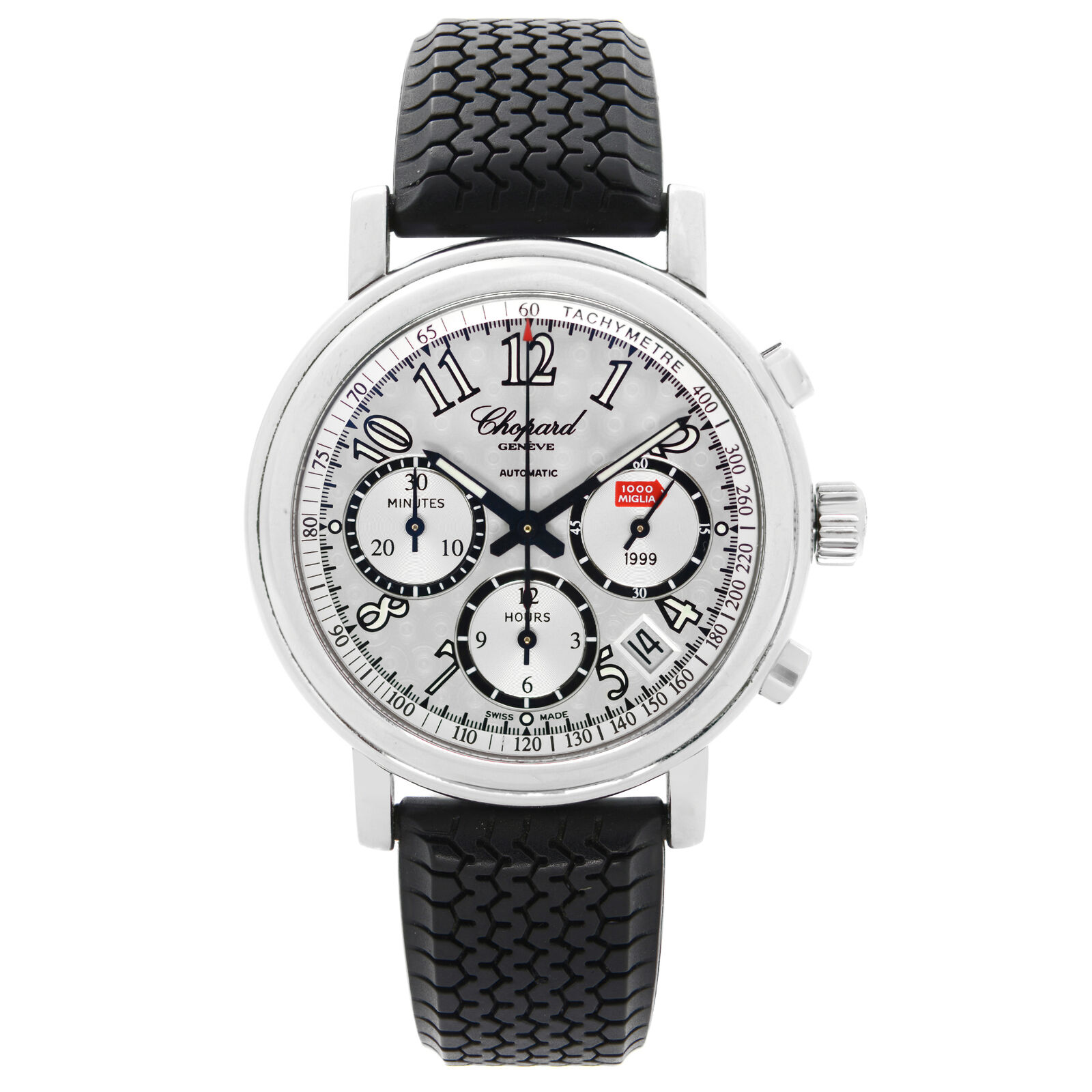 Chopard Mille Miglia 39mm Steel Rubber Silver Dial Automatic Watch 16/8331-99