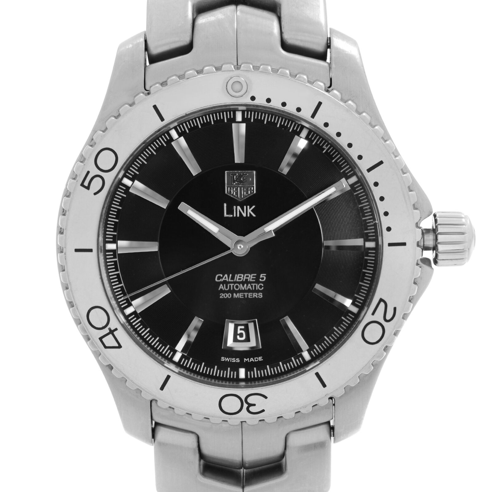 Tag Heuer Link Calibre 5 Steel Black Dial Automatic Mens Watch