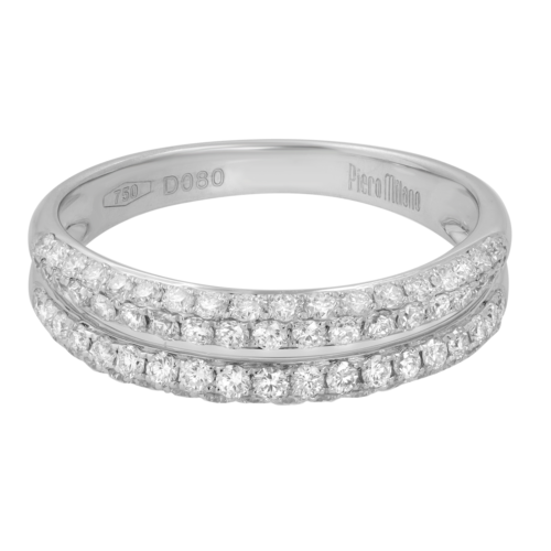True Natural Pave Diamond Ring 18k White Gold  0.80cttw Size 8