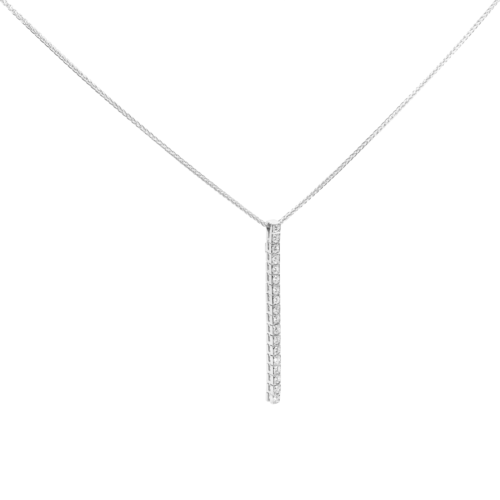 True 1 Row Natural Diamond Drop Pendant Necklace 18k White Gold 0.40cttw