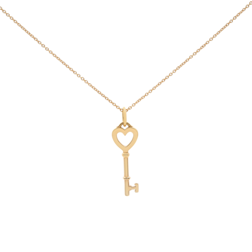 True Key Heart Pendant Necklace 18k Rose Gold