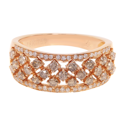 True Brown and White Diamond Wide Band 18K Rose Gold