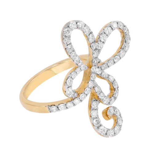 True Diamond Flower Cocktail Ring 14K Yellow Gold 1.6Cttw Size 7.25