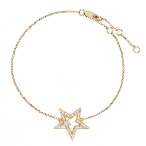 True Diamond Star Chain Bracelet 18K Rose Gold 0.19cttw