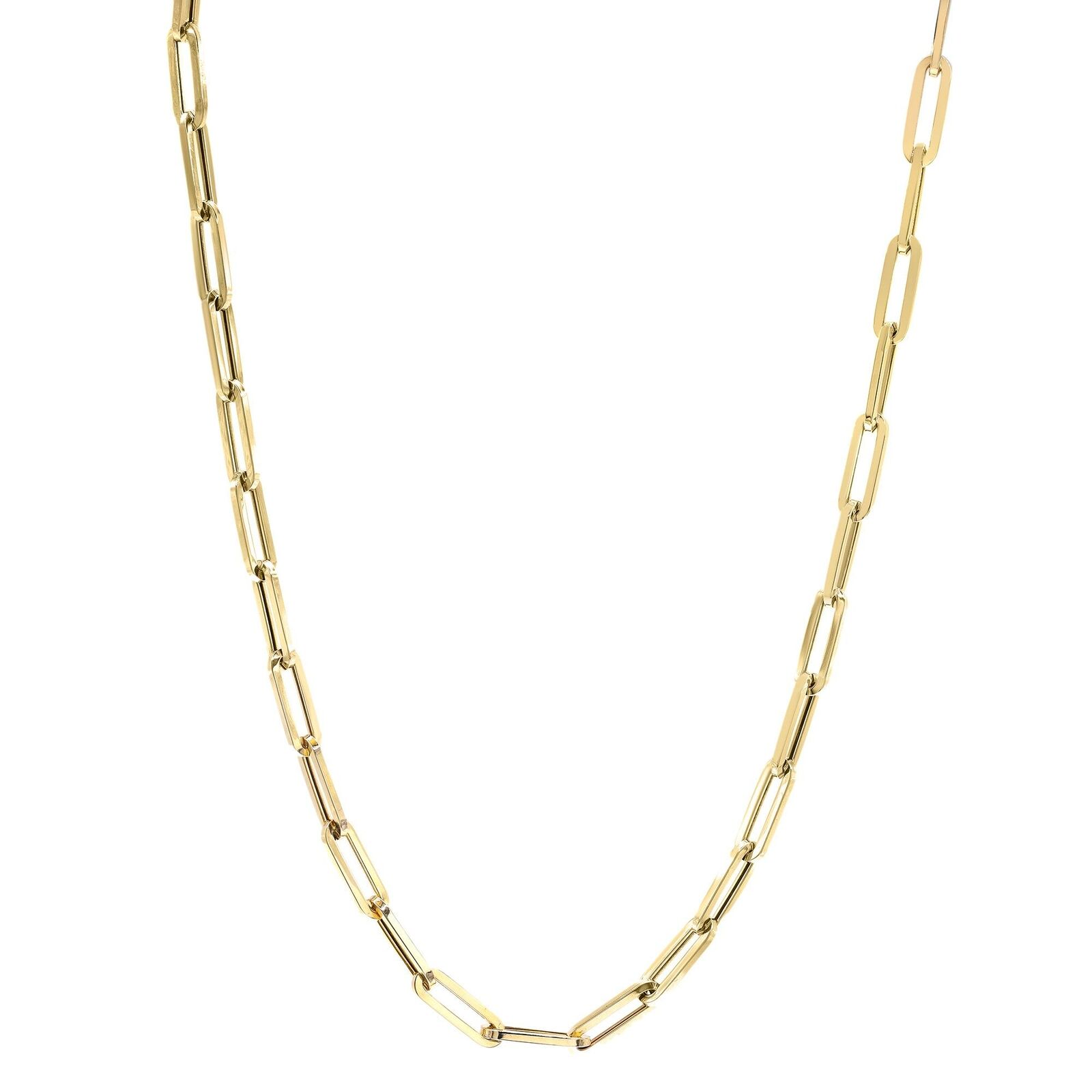 True Paper Clip Link Chain Necklace 14K Yellow Gold 18 inches