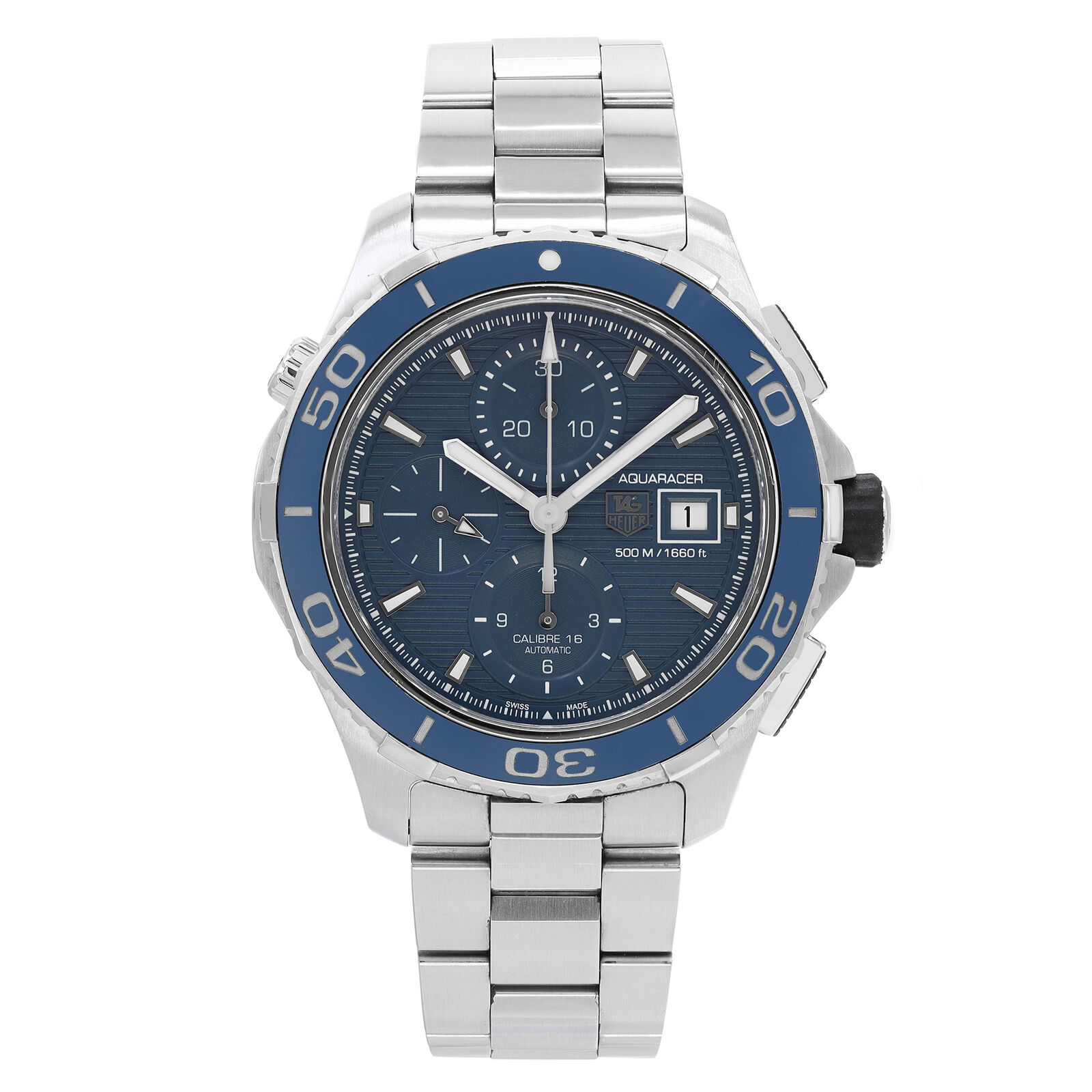 Tag Heuer Aquaracer 43mm Steel Ceramic Blue Dial Mens Watch