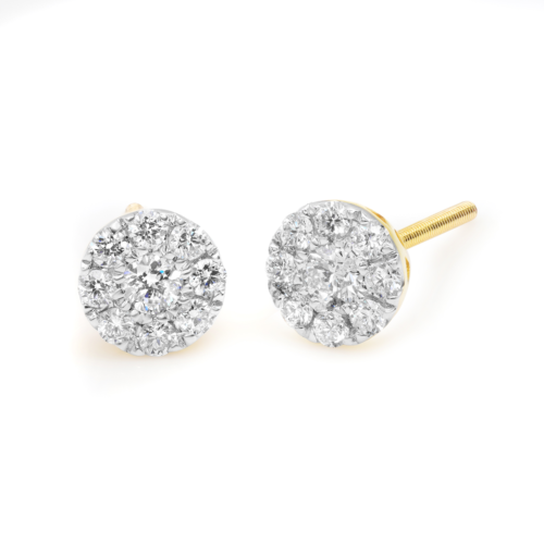True Diamond Frame Stud Earrings 14K Yellow Gold 0.44cttw